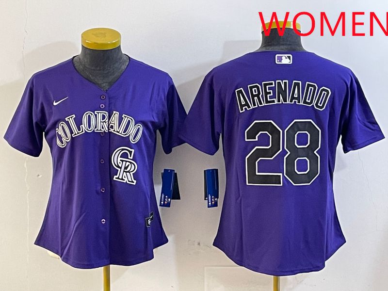 Women Colorado Rockies #28 Arenado Purple Game 2025 Nike MLB Jersey style 6->women mlb jersey->Women Jersey